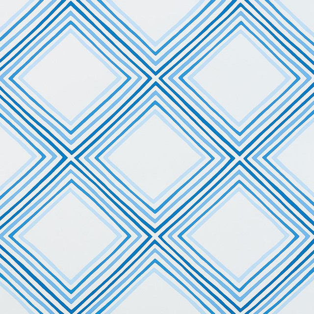 Square Dance Blue 5009831 by Schumacher Designer Wallpaper Vera Neumann 27.0" - Swanky Fabrics - Square Dance Blue 5009831 by Schumacher Designer Wallpaper Vera Neumann 27.0" - Swanky Fabrics -