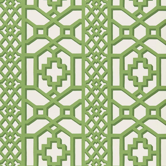 Zanzibar Trellis Jade 5006941 by Schumacher Designer Wallpaper Print Happy 13.5" - Swanky Fabrics -