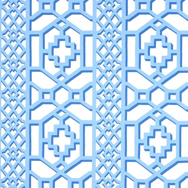Zanzibar Trellis Blue 5006947 by Schumacher Designer Wallpaper Happy Together 13.5" - Swanky Fabrics - Zanzibar Trellis Blue 5006947 by Schumacher Designer Wallpaper Happy Together 13.5" - Swanky Fabrics -
