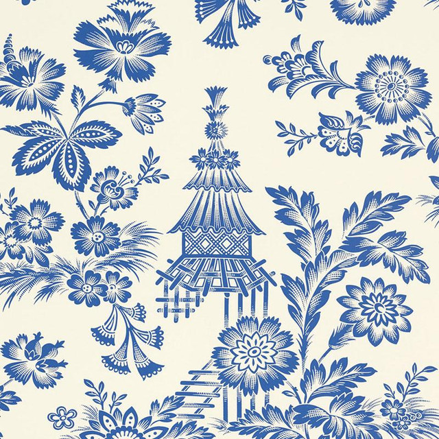 Song Garden Porcelain 5007030 by Schumacher Designer Wallpaper Exuberant Prints 26.5" - Swanky Fabrics - Song Garden Porcelain 5007030 by Schumacher Designer Wallpaper Exuberant Prints 26.5" - Swanky Fabrics -