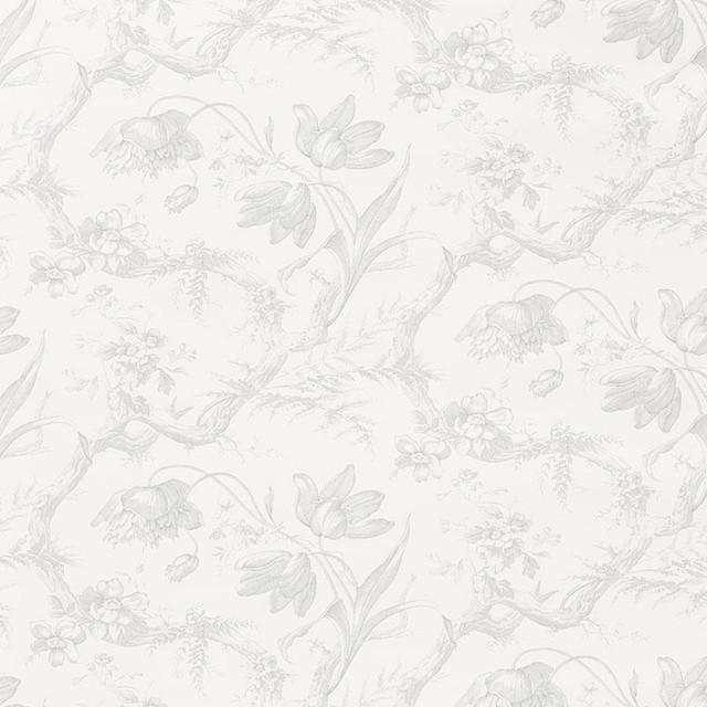 Toile De Fleurs Grisaille 5009120 by Schumacher Designer Wallpaper Signature Schumacher 13.5" - Swanky Fabrics - Toile De Fleurs Grisaille 5009120 by Schumacher Designer Wallpaper Signature Schumacher 13.5" - Swanky Fabrics -