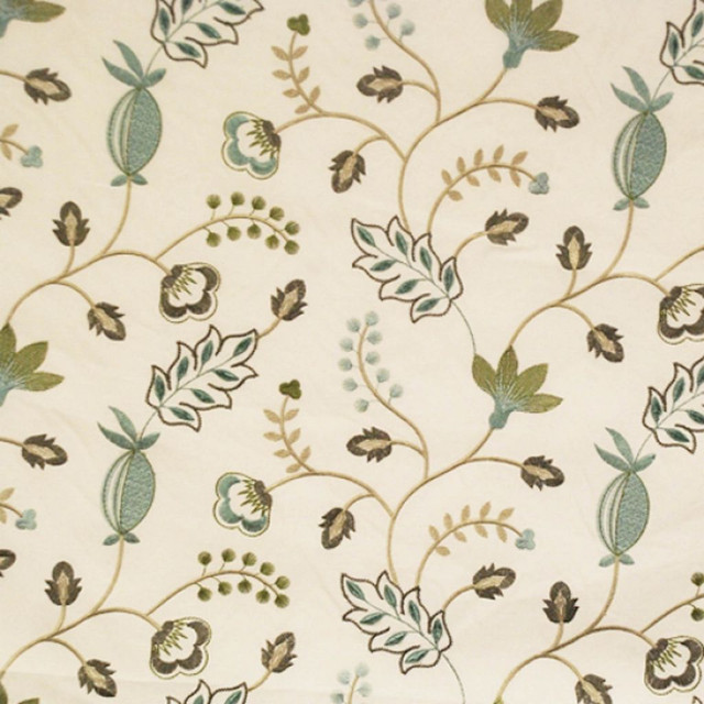 Mandalay Crystal by RM CoCo Designer Fabric Top Notch - Wesco 100% Polyester Embroidery 100% Rayon Base See Sample 0 Horizontal: 13 and Vertical: 9.25 52 - Swanky Fabrics -