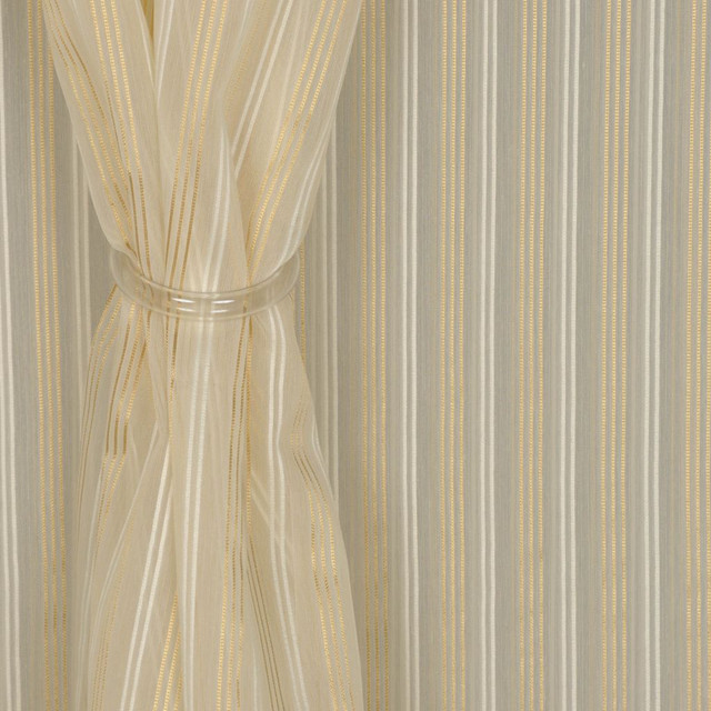 Hosta Champagne by RM CoCo Designer Fabric Classic 118" Sheers 100% Polyester See Sample 0 Horizontal: 1.5 and Vertical: 1.5 118 - Swanky Fabrics -