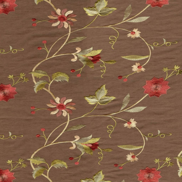 Gentle Touch Cocoa by RM CoCo Designer Fabric Color Parade - Earth - Wesco 100% Polyester Embroidery 100% Rayon Base See Sample 0 Horizontal: 11.5 and Vertical: 9.25 53 - Swanky Fabrics -