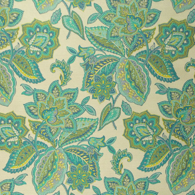 Pemlico Peacock by RM CoCo Designer Fabric Color Concerto - Vapor - Wesco 73% Rayon 27% Polyester See Sample 0 Horizontal: 13.75 and Vertical: 18.75 55 - Swanky Fabrics -
