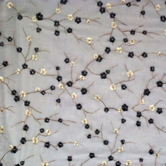 Bloomfield Silver by RM CoCo Designer Fabric Sheers, Etc. - Wesco 100% Polyester Embroidery 100% Rayon Base See Sample 0 Horizontal: 26 and Vertical: 23.5 52 - Swanky Fabrics -