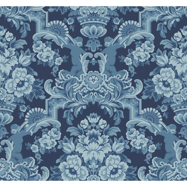 Lola China Blues On Midnight by Cole & Son Designer Wallcovering COLE & SON SEVILLE NON WOVEN - 100% United Kingdom Horizontal: 27 and Vertical: 25.2 27 - Swanky Fabrics -