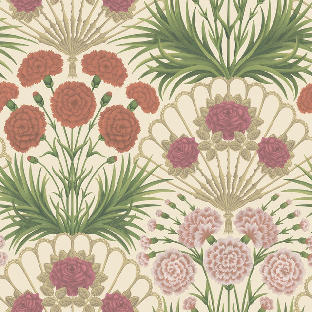 Flamenco Fan Fuchsia/Rouge/Metal Gld/Cream by Cole & Son Designer Wallcovering COLE & SON SEVILLE NON WOVEN - 100% United Kingdom Horizontal: 27 and Vertical: 27 27 - Swanky Fabrics -