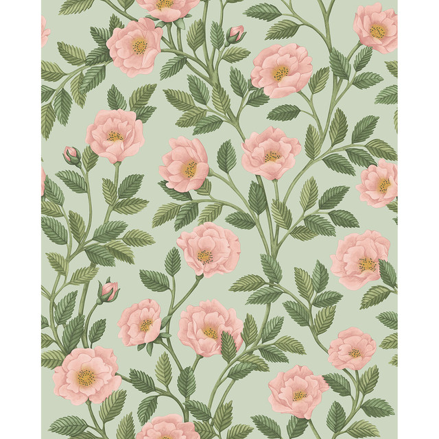Hampton Roses R&Lgrn/Degg by Cole & Son Designer Wallcovering COLE & SON HISTORIC ROYAL PALACES-GREAT MASTERS NON WOVEN - 100% United Kingdom Horizontal: 20.5 and Vertical: 25.2 20.5 - Swanky Fabrics -