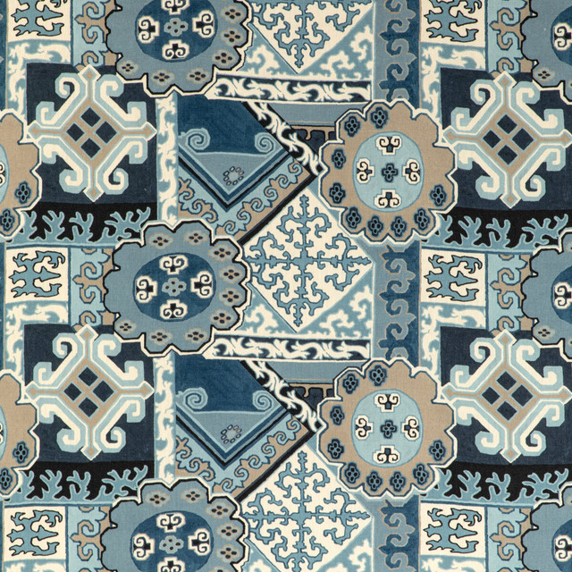 Batangas Print Blue/Slate by Lee Jofa Designer Fabric MINDORO LINEN - 100% Italy HEAVY Horizontal: 27 and Vertical: 17.32 54 - Swanky Fabrics -