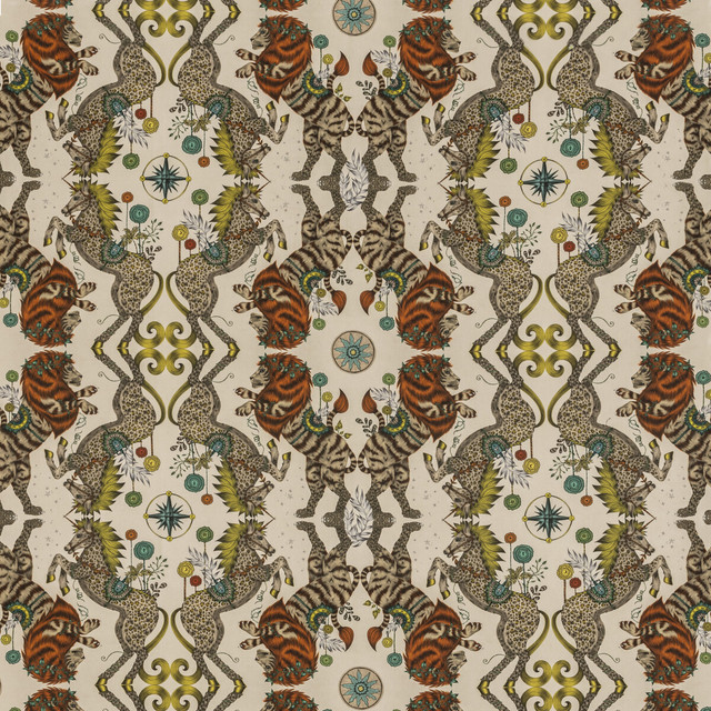 Caspian Linen Gold by Clarke And Clarke Designer Fabric WILDERIE BY EMMA J SHIPLEY FOR C&C COTTON - 60%;LINEN - 40% Spain HEAVY Horizontal: 27 and Vertical: 25.12 54 - Swanky Fabrics -