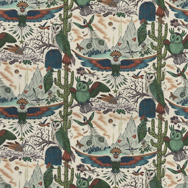 Frontier Linen Green by Clarke And Clarke Designer Fabric WILDERIE BY EMMA J SHIPLEY FOR C&C COTTON - 60%;LINEN - 40% Spain HEAVY Horizontal: 54 and Vertical: 29.1 54 - Swanky Fabrics -