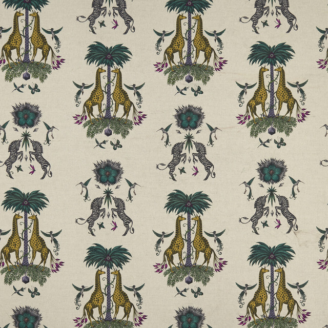 Creatura Linen Yellow by Clarke And Clarke Designer Fabric WILDERIE BY EMMA J SHIPLEY FOR C&C COTTON - 60%;LINEN - 40% Spain HEAVY Horizontal: 27 and Vertical: 34.34 54 - Swanky Fabrics -