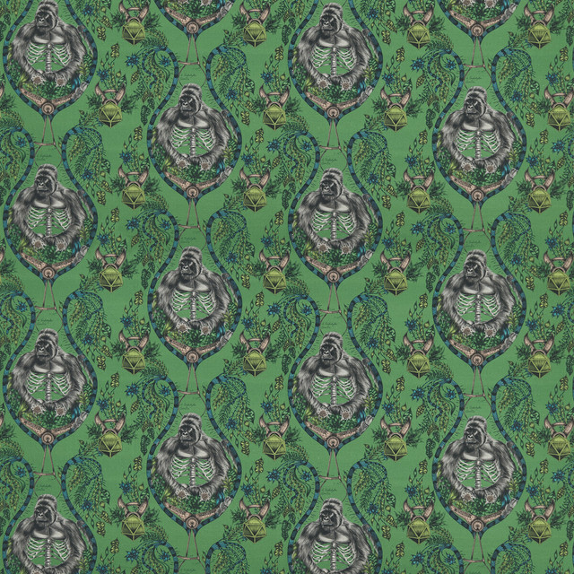 Silverback Linen Green by Clarke And Clarke Designer Fabric WILDERIE BY EMMA J SHIPLEY FOR C&C COTTON - 60%;LINEN - 40% Spain HEAVY Horizontal: 27 and Vertical: 32.41 54 - Swanky Fabrics -