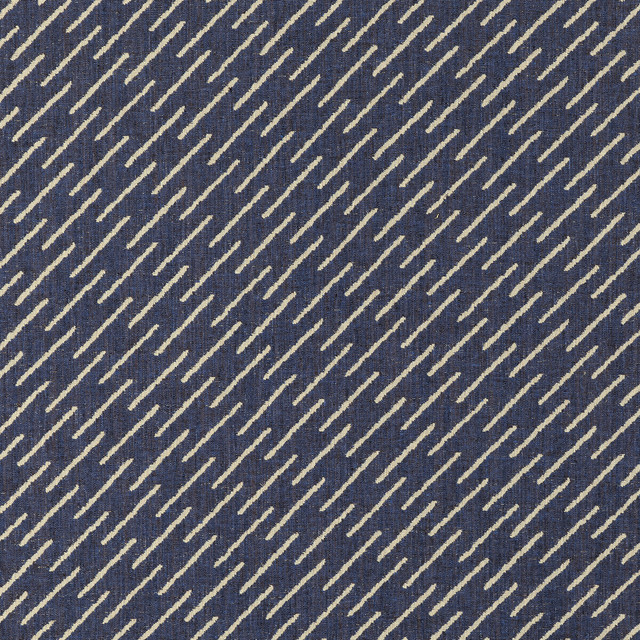 Esker Weave Navy/Cream by Groundworks Designer Fabric KELLY WEARSTLER VI LINEN - 38%;VISCOSE - 29%;COTTON - 22%;ACRYLIC - 7%;NYLON - 4% Italy Horizontal: 2.36 and Vertical: 2.33 55.12 - Swanky Fabrics -