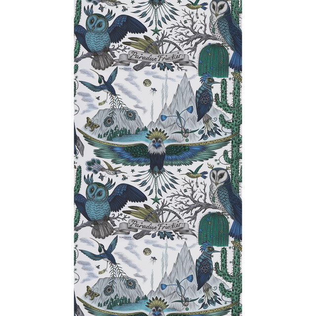 Frontier Blue by Clarke And Clarke Designer Wallcovering WILDERIE BY EMMA J SHIPLEY FOR C&C NON WOVEN - 100% United Kingdom Horizontal: 0 and Vertical: 20.48 21 - Swanky Fabrics -