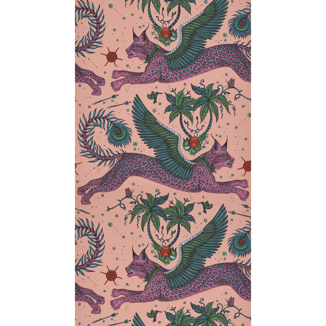 Lynx Coral by Clarke And Clarke Designer Wallcovering WILDERIE BY EMMA J SHIPLEY FOR C&C NON WOVEN - 100% United Kingdom Horizontal: 0 and Vertical: 25.24 21 - Swanky Fabrics -