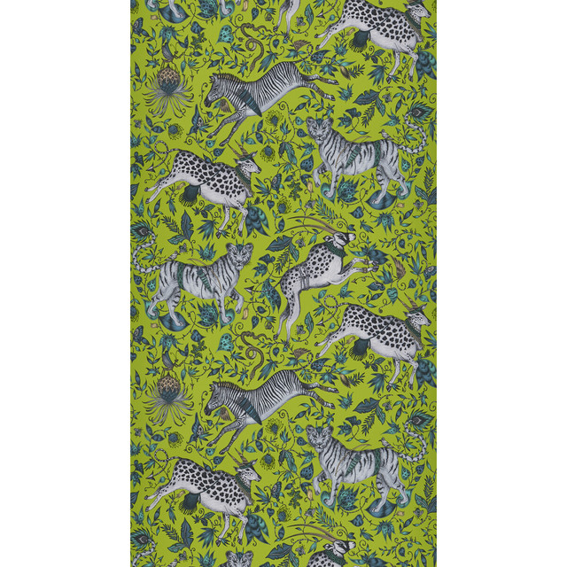 Protea Lime by Clarke And Clarke Designer Wallcovering WILDERIE BY EMMA J SHIPLEY FOR C&C NON WOVEN - 100% United Kingdom Horizontal: 0 and Vertical: 20.48 21 - Swanky Fabrics -