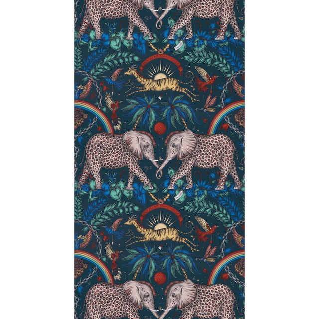 Zambezi Navy by Clarke And Clarke Designer Wallcovering WILDERIE BY EMMA J SHIPLEY FOR C&C NON WOVEN - 100% United Kingdom Horizontal: 0 and Vertical: 18 21 - Swanky Fabrics -