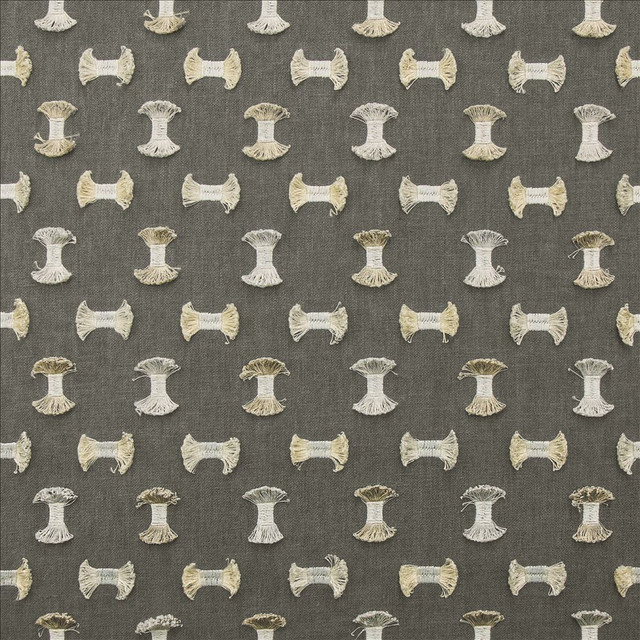 Playful Gunmetal by Kasmir Designer Fabric 1470 50% Cotton
50% Polyester
 INDIA 25,000 Wyzenbeek Double Rubs </p><p>Repeat: Horizontal: 5 2/8 inches and Vertical: 6 2/8 inches 55 - Swanky Fabrics -