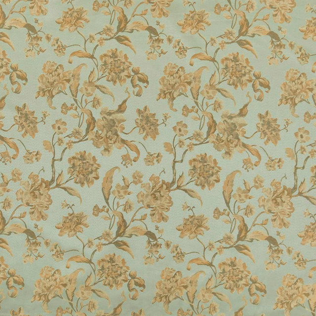 D1844 Mist Cecile by Charlotte Designer Fabric Vintage Elegance 100% Woven Polyester Asia Exceeds 120,000 Wyzenbeek Rubs (Heavy Duty) </p><p>Repeat: Horizontal: 14.5" x Vertical: 24.5" 54 Inches - Swanky Fabrics -