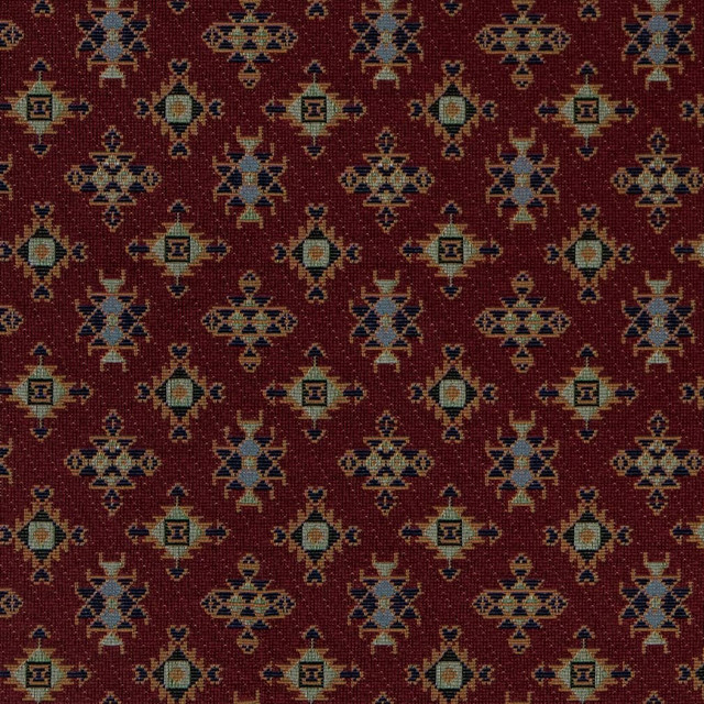 D2012 Claret by Charlotte Designer Fabric Southwest 62% Cotton, 38% Polyester Made In USA Exceeds 100,000 Wyzenbeek Rubs (Heavy Duty) </p><p>Repeat: Horizontal: 6" x Vertical: 7" 54 Inches - Swanky Fabrics -