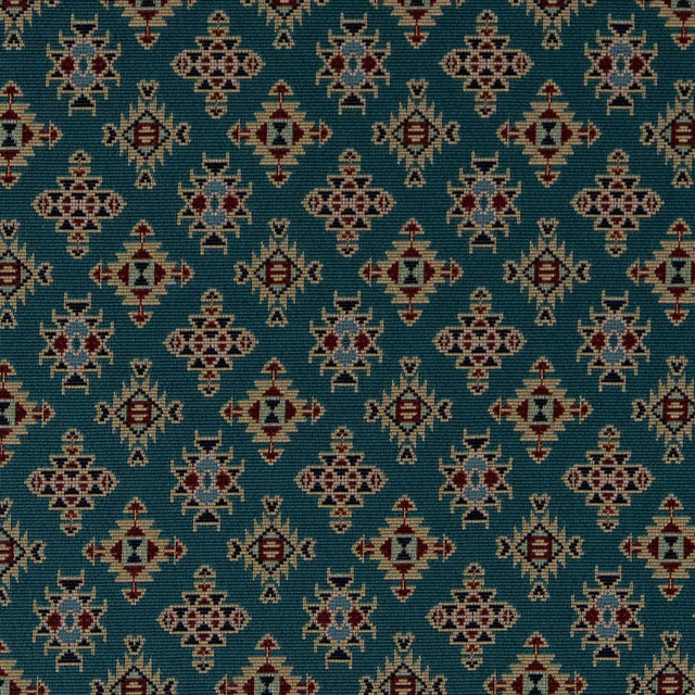 D2014 Turquoise by Charlotte Designer Fabric Southwest 62% Cotton, 38% Polyester Made In USA Exceeds 100,000 Wyzenbeek Rubs (Heavy Duty) </p><p>Repeat: Horizontal: 6" x Vertical: 7" 54 Inches - Swanky Fabrics -