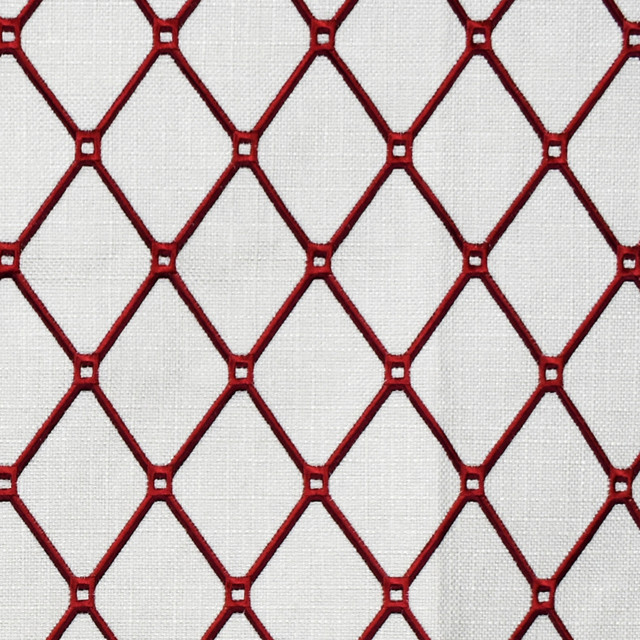 F2320 Carmine by Greenhouse Designer Fabric 88% Polyester, 12% Acrylic With 100% Acrylic Embroidery China 9,000 double rubs </p><p>Repeat: 2.7" H, 3.9" V 58" - Swanky Fabrics -