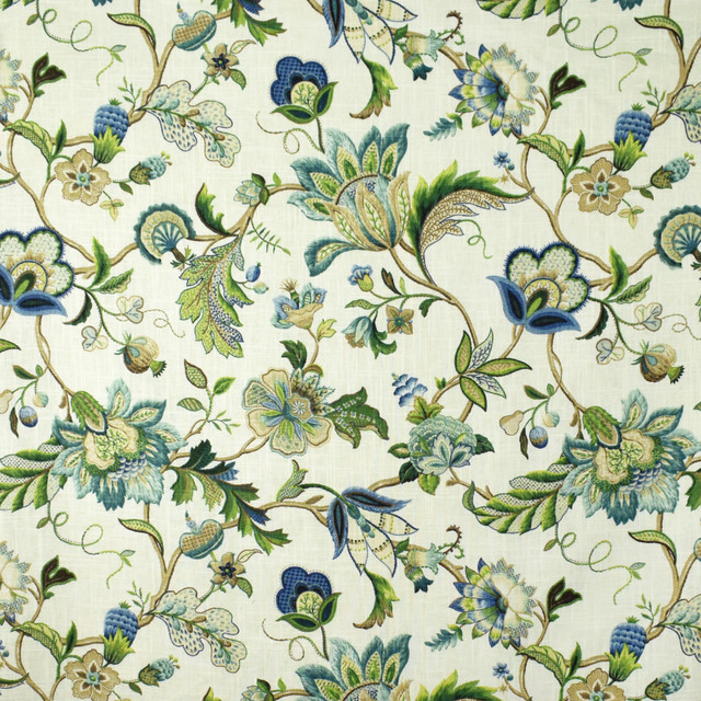 S2690 Sapphire by Greenhouse Designer Fabric 55% Linen, 45% Rayon China 15,000 double rubs </p><p>Repeat: 27" H, 27" V 54" - Swanky Fabrics -