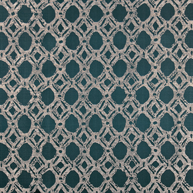 Never Lost Peacock by Carole Designer Fabric Blue Steel 100% Polyester China 60,000 Wyzenbeek Double Rubs </p><p>Repeat: 11 3/4" V, 14 5/8" H 56" - Swanky Fabrics -