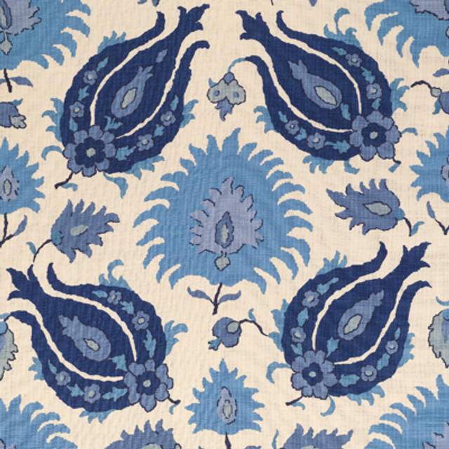 Kashmiri Linen Print Sapphire Blue by Brunschwig & Fils Fabric Brunschwig & Fils Fabric Kashmiri Linen Print Sapphire BlueFabric LES ALIZES LINEN - 100% France </p><p>Repeat: H: 26.77, V: 28.35 53.54 - Fabric Carolina -