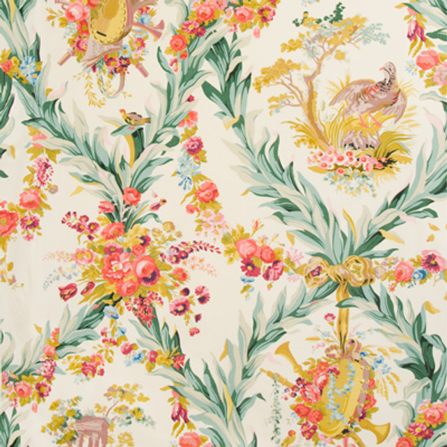 Fontainebleau Glazed Chintz Red Green And Gold On Cream by Brunschwig & Fils Fabric Brunschwig & Fils Fabric Fontainebleau Glazed Chintz Red Green And Gold On CreamFabric COTTON - 100% France </p><p>Repeat: H: 50, V: 86 50 - Fabric Carolina -