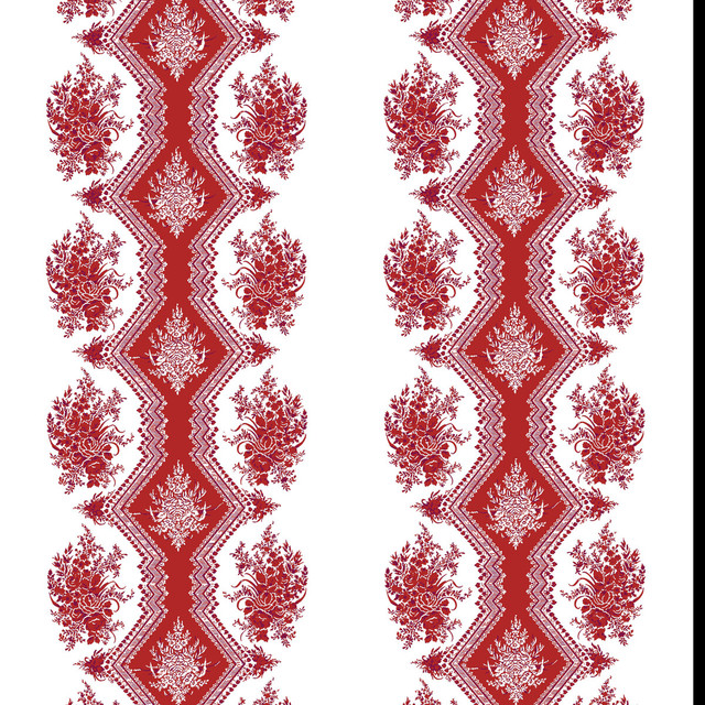 Coppelia Red by Brunschwig & Fils Wallcovering Brunschwig & Fils Wallcovering Coppelia RedWallcovering MADELEINE CASTAING CELLULOSE - 72%;POLYESTER - 28% France </p><p>Repeat: H: 24.41, V: 11 47.24 - Fabric Carolina -