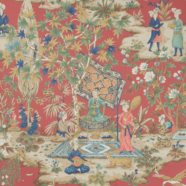 Lodi Garden Red by Brunschwig & Fils Wallcovering Brunschwig & Fils Wallcovering Lodi Garden RedWallcovering VOLUME 57 CELLULOSE - 45%;BINDER - 20%;MINERAL FILLERS - 20%;POLYESTER - 15% United Kingdom </p><p>Repeat: H: 27.5, V: 28.7 27.5 - Fabric Carolina -