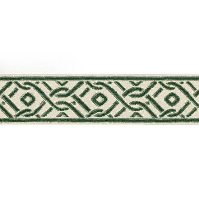 Pailou Tape Evergreen by Brunschwig & Fils Trim Brunschwig & Fils Trim Pailou Tape EvergreenTrim TREILLIS PASSEMENTERIE VISCOSE - 57%;COTTON - 43% India </p><p>Repeat: H: 3.25, V: 4.75 3.25 - Fabric Carolina -