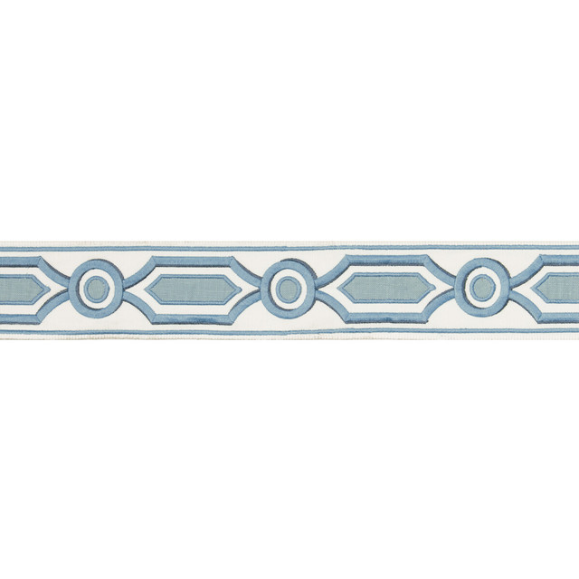 Ganden Tape Delft by Brunschwig & Fils Trim Brunschwig & Fils Trim Ganden Tape DelftTrim TREILLIS PASSEMENTERIE POLYESTER - 76%;LINEN - 24% India </p><p>Repeat: H: 2.17, V: 5.12 2.17 - Fabric Carolina -