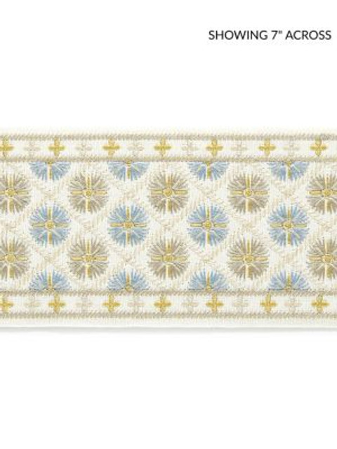Hansel Embroidered Tape Seaside GWT33290002 by Grey Watkins Designer Trim FOLKLORE 70% COTTON 30% POLYESTER INDIA MEDIUM DUTY Horizontal: 1.5" and Vertical: 4 - Swanky Fabrics -