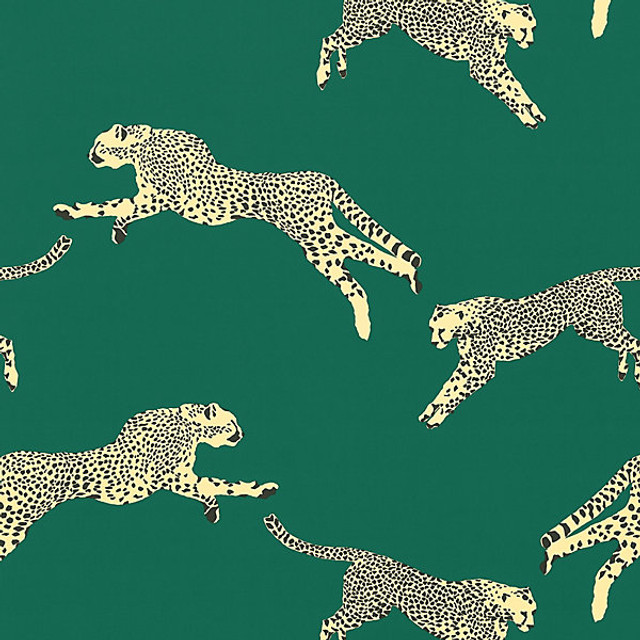Leaping Cheetah Cotton Print Evergreen by Scalamandre
 Fabric Scalamandre
 Fabric Leaping Cheetah Cotton Print EvergreenFabric SAHARA 100% COTTON ITALY </p><p>Repeat: H: 25.125", V: 27.5" 55" - Fabric Carolina -