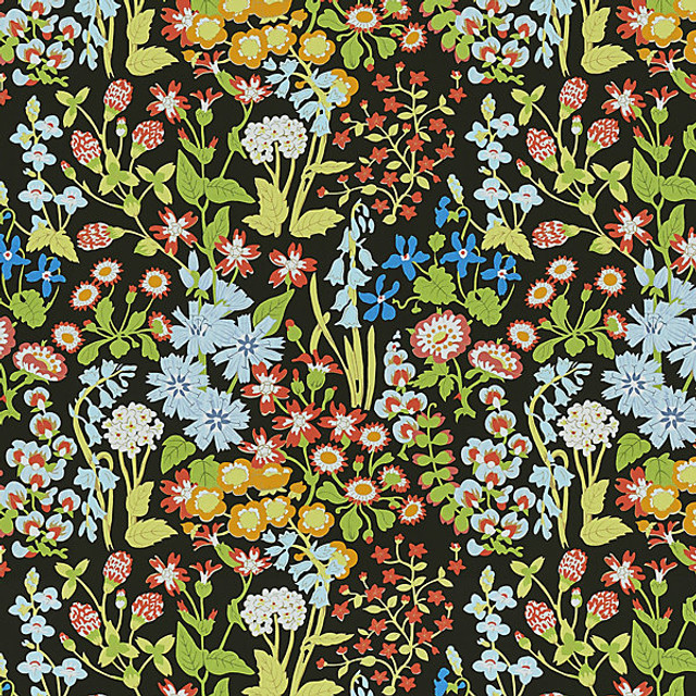 Nymph Floral Black Multi by Grey Watkins Fabric Grey Watkins Fabric Nymph Floral Black MultiFabric FOLKLORE 100% COTTON UNITED KINGDOM </p><p>Repeat: H: 19", V: 18.25" 55" - Fabric Carolina -