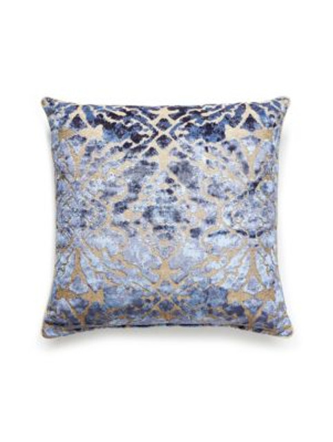 Palazzo Velvet Pillow 22 X 22 - Indigo SCPALAZPILL0005 by Scalamandre Designer Pillows 49% VISCOSE / 38% COTTON / 13% METALLIC Horizontal: and Vertical: 0 - Swanky Fabrics -