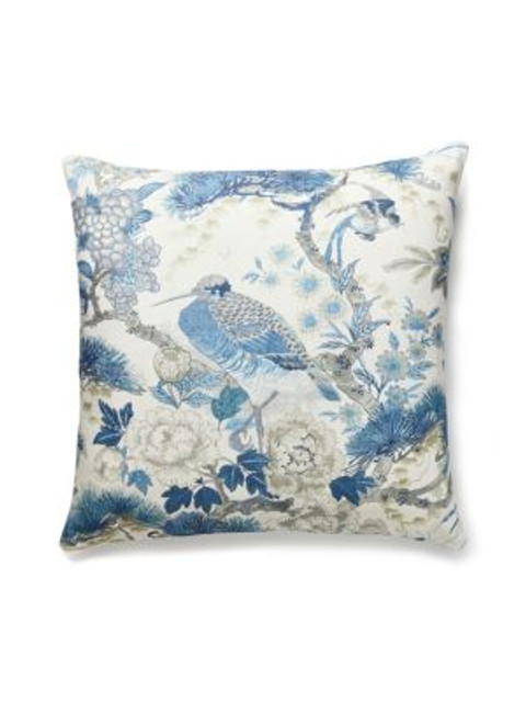 Shenyang Linen Print Pillow 22 X 22 - Porcelain SCSHENPILL0002 by Scalamandre Designer Pillows BOTANICA 100% LINEN LIGHT DUTY Horizontal: 26" and Vertical: 27" 0 - Swanky Fabrics -