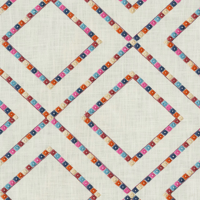 Beaded Lattice Carnival 410510 by PKL Studio Designer Fabric - 100% Cotton Embroid:100% Viscose INDIA 51000 Horizontal: 12.5 and Vertical: 11.5 55 - Swanky Fabrics -