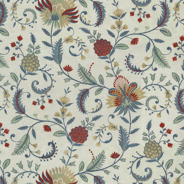 Carlotta Emb Jewel 410642 by PKL Studio Designer Fabric - 76% Polyester 24% Cotton Embroid:100% Viscose INDIA 51000 Horizontal: 17 and Vertical: 19.375 54 - Swanky Fabrics -