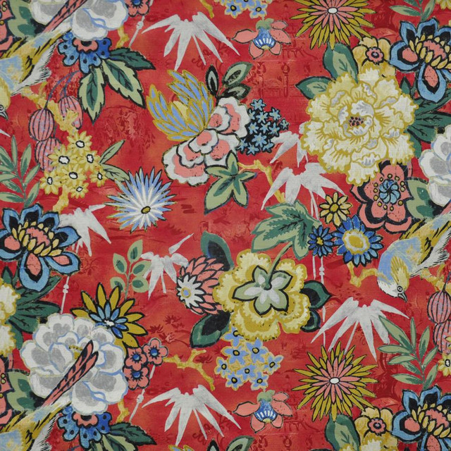 Ikebana # 504 Tutti Fruti by Maxwell Designer Fabric Print Gallery 100% COTTON PERU V-36"H-27" HALF DROP 54" - Swanky Fabrics -