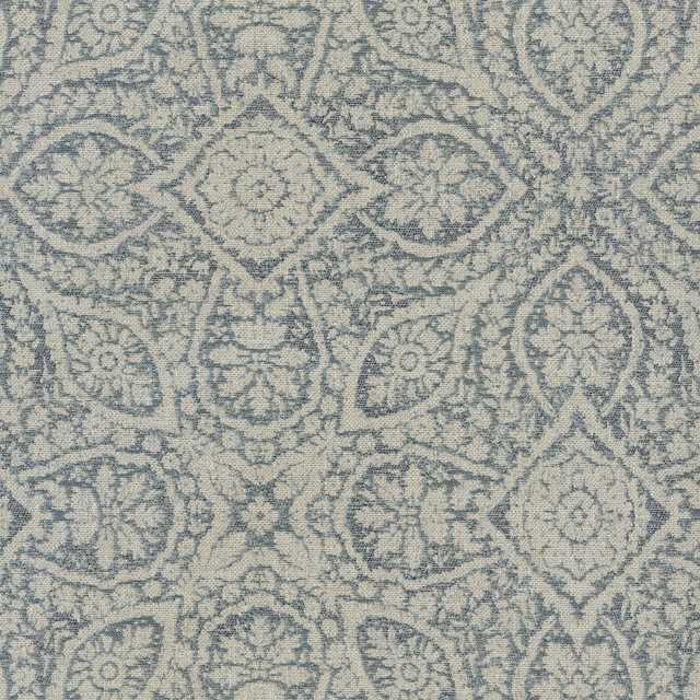 Damask Foliage Indigo 411500 by PKL Studio Designer Fabric - 74% polyester, 21% cotton, 5% linen India 51000 Horizontal: 13.5 and Vertical: 13.8 54 - Swanky Fabrics -