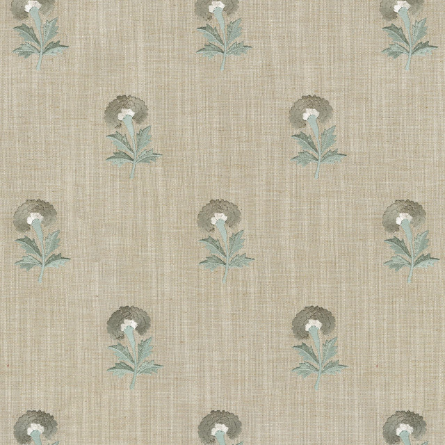 Thistle Embroidery Shoreline 411493 by PKL Studio Designer Fabric - 82% polyester, 11% cotton, 7% linen Emboidery 100% rayon India 51000 Horizontal: 5.3 and Vertical: 6.2 54 - Swanky Fabrics -