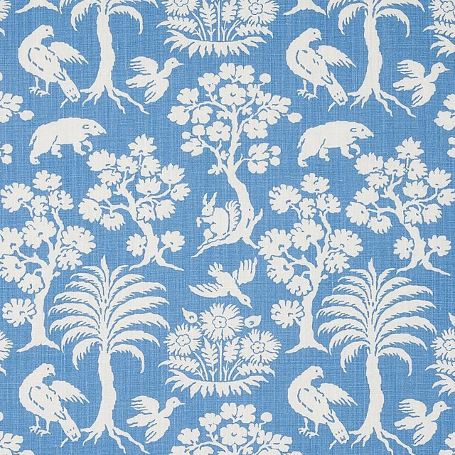 Woodland Silhouette Blue 176176 by Schumacher Designer Fabric Flight Of Fancy 13.5" - Swanky Fabrics -