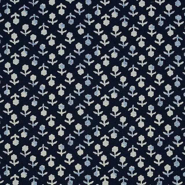Beatriz Handprint Indigo 179351 by Schumacher Designer Fabric Jacaranda 4.38" - Swanky Fabrics - Beatriz Handprint Indigo 179351 by Schumacher Designer Fabric Jacaranda 4.38" - Swanky Fabrics -