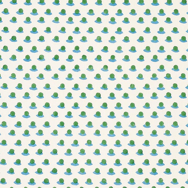 Berry Hand Block Print Grass & Sky 179732 by Schumacher Designer Fabric Molly Mahon 1.75" - Swanky Fabrics - Berry Hand Block Print Grass & Sky 179732 by Schumacher Designer Fabric Molly Mahon 1.75" - Swanky Fabrics -