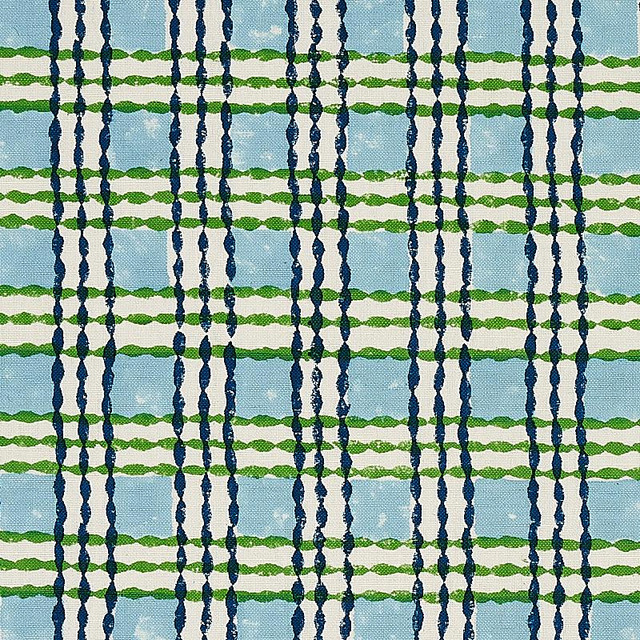 Trellis Hand Block Print Sky & Grass 179800 by Schumacher Designer Fabric Molly Mahon 1.62" - Swanky Fabrics - Trellis Hand Block Print Sky & Grass 179800 by Schumacher Designer Fabric Molly Mahon 1.62" - Swanky Fabrics -